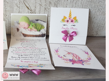 Invitatie de botez tematica unicorn