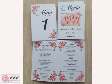 Meniu 2 in 1 design floral roz