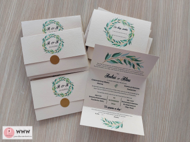 Invitatie de nunta - design frunze de maslin