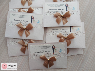 Invitatie nunta si botez - carucior albastru