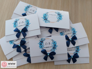 Invitatie de nunta - flori navy