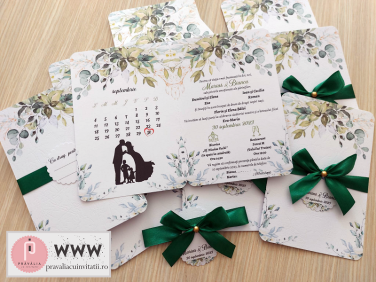 Invitatie 2 in 1 - frunze watercolor