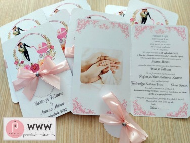 Invitatie 2 in 1 - carucior (fetita)