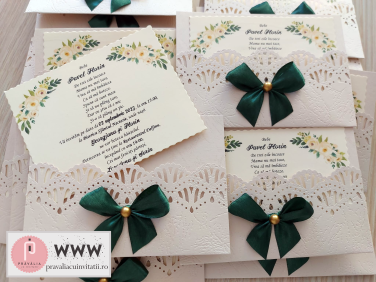 Invitatie de botez - verde smarald